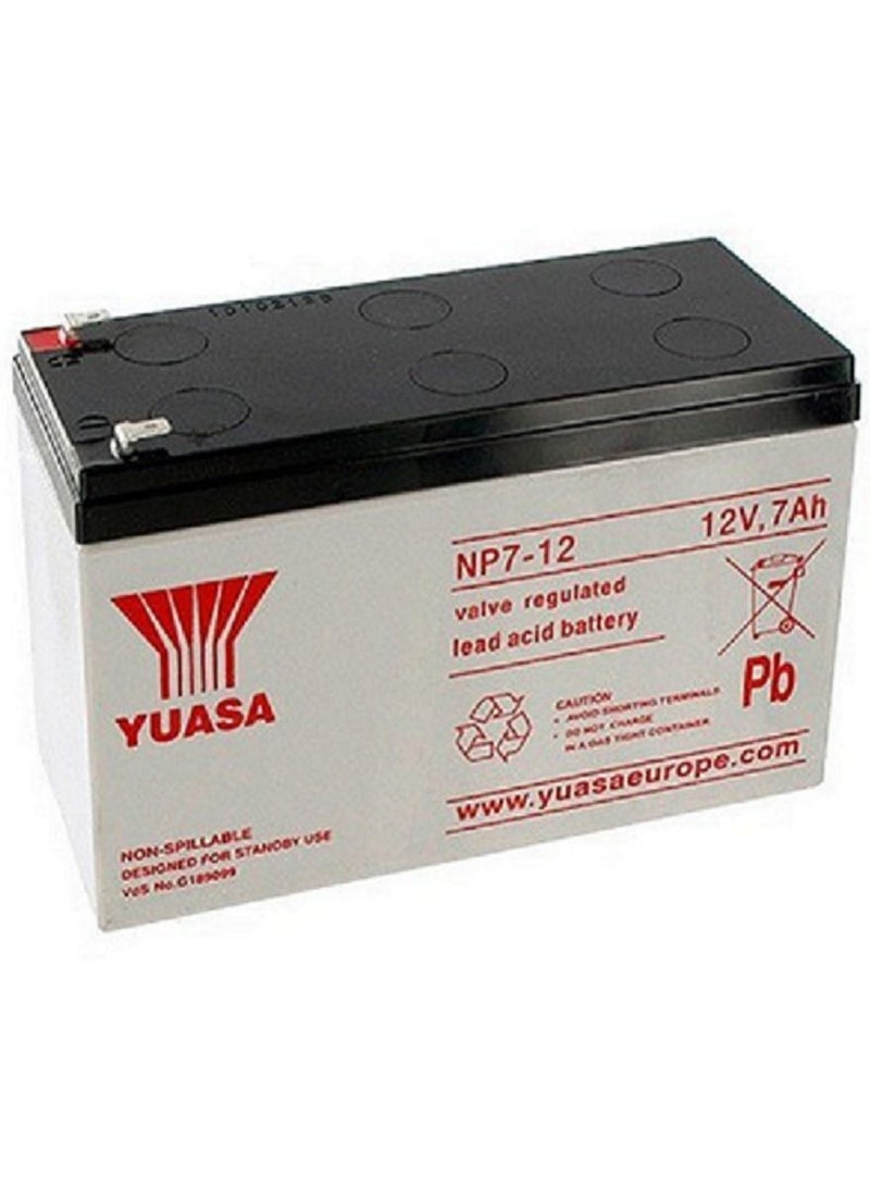 Yuasa NP7-12 12V/7Ah Sealed Lead Acid Battery with F1 Terminal 