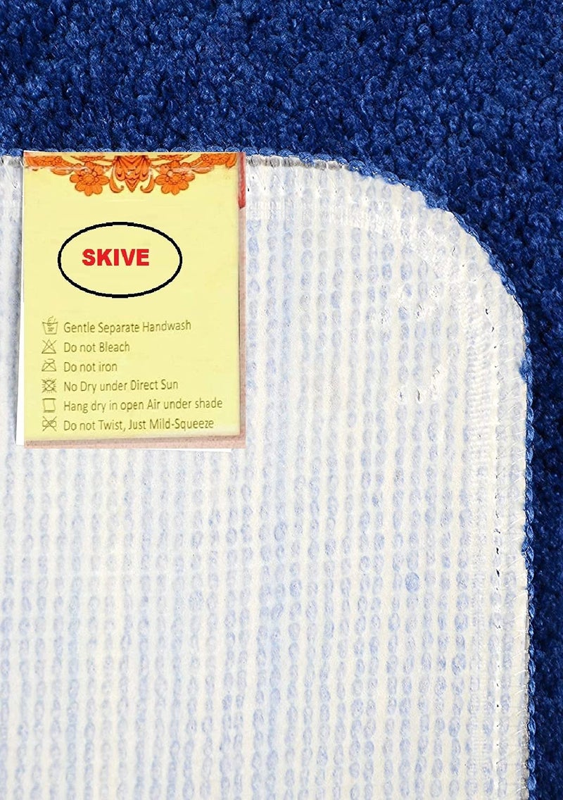 SKIVE India Stylish Anti Skid Backing Super Soft Velvet Feel Fur Bedside-skive2 Runner for Bedroom Living Room Floor Home Decoration (Blue, 40 x 120 CM) 1Pcs - Image 3