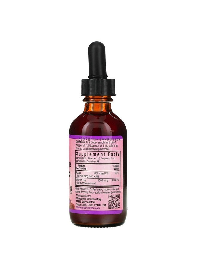 Bluebonnet Nutrition Liquid Vitamin B12 & Folic Acid, for Energy Boost*, Soy-Free, Gluten-Free, Dairy-Free, Vegan, 400 mcg of Folic Acid & 1000 mcg of Vitamin B12 Per Serving, 2 fl oz, 59 Servings - Image 2