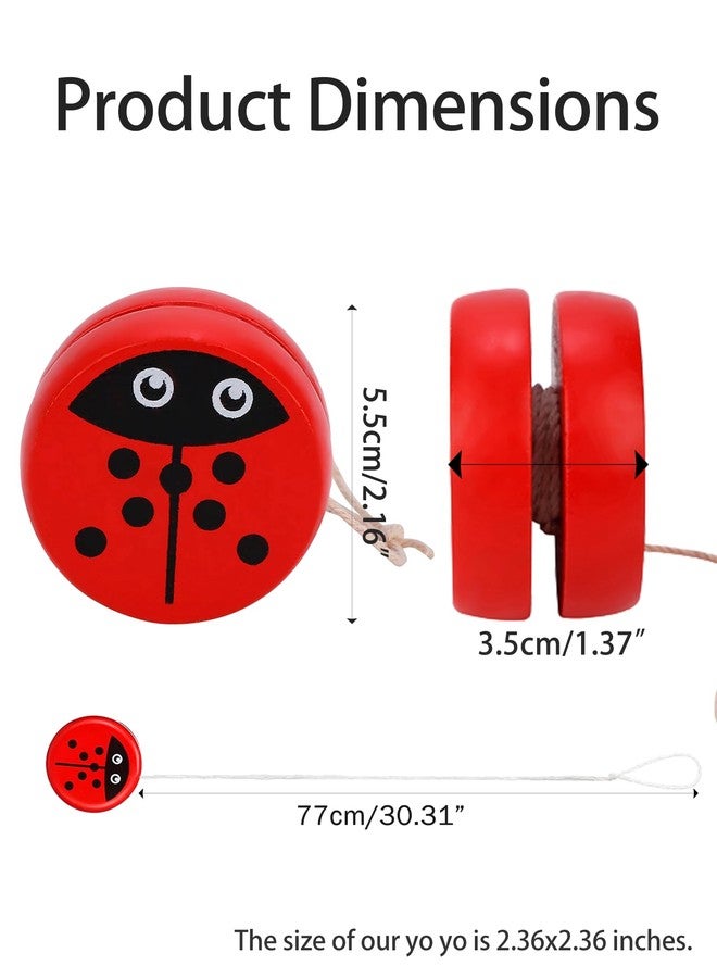 KooingTech Yoyo for Kids 3-4, Yo Yo Ball of Toy, Ladybug Yoyo Ball Wooden for Kids Toddler Cartoon Design, 2.36X2.36 in - Image 2