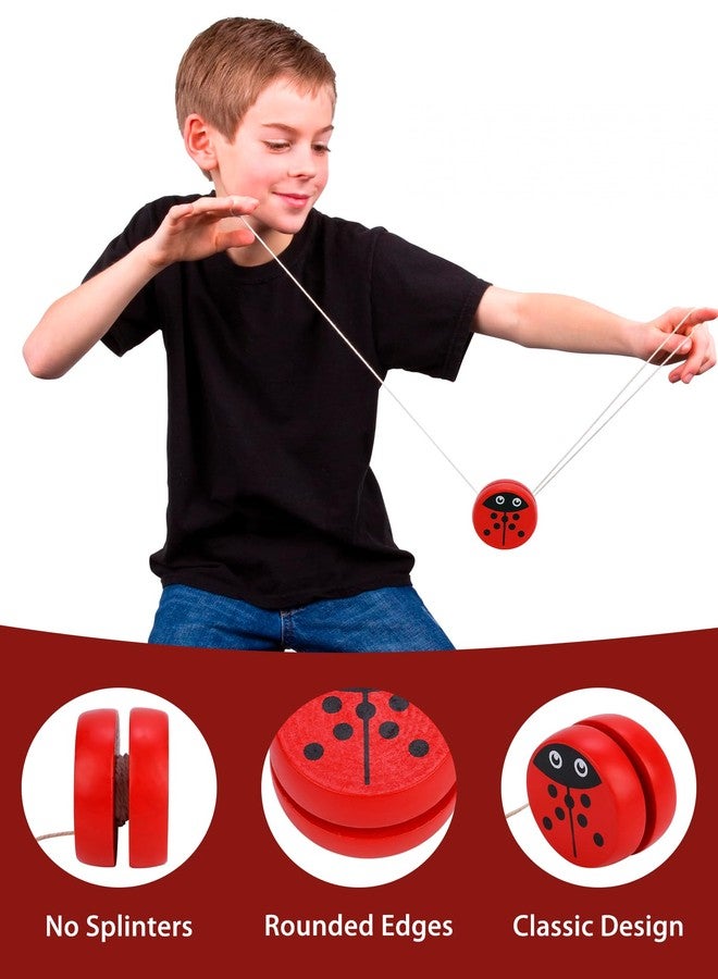 KooingTech Yoyo for Kids 3-4, Yo Yo Ball of Toy, Ladybug Yoyo Ball Wooden for Kids Toddler Cartoon Design, 2.36X2.36 in - Image 3