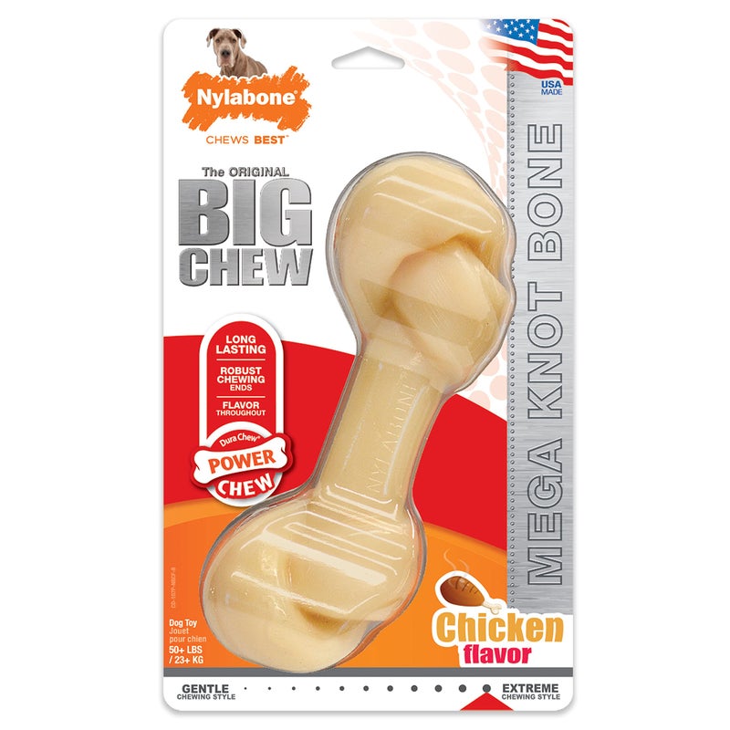 Nylabone The Original Big Chew Mega Knot Bone Power Chew Toy, Toughest Dog Toys for Aggressive Chewers, Durable Dog Toys, Chicken Flavor, X-Large - 50+ lbs (1 Count) - Image 2