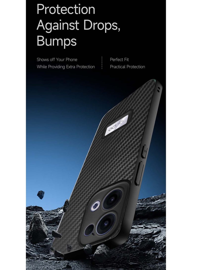 Wtech Oppo Reno13 5G 2024 Liquid Silicone Carbon Fiber Texture Case Cover - Black - Image 4