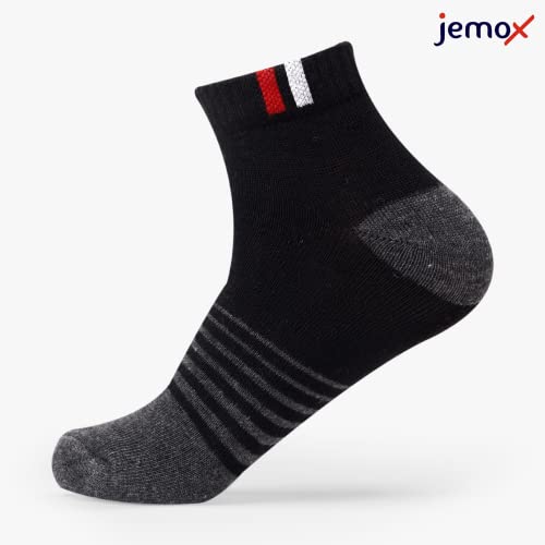 JEMOX Socks for Men | Quarter Length | Odour-Free & Breathable | Padded Base & Anti-bacterial | 3X Softer than Cotton Socks – Pack of 7 | Ideal for Casual & Active Use - Image 5