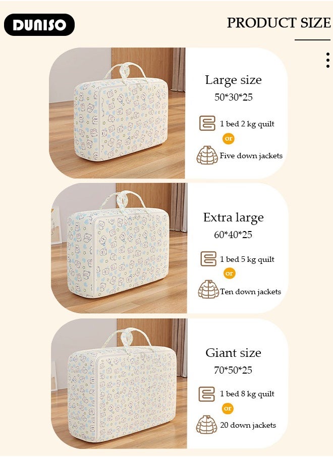 DUNISO 3 Packs Moving Storage Bag with Zipper, Large Capacity Multipurpose Clothes Organizing Storage Bag with Strong Handles, Folding Blanket Storage Bag for Bedroom Closet, Wardrobe, Moving, Quilt Storage  - Image 4