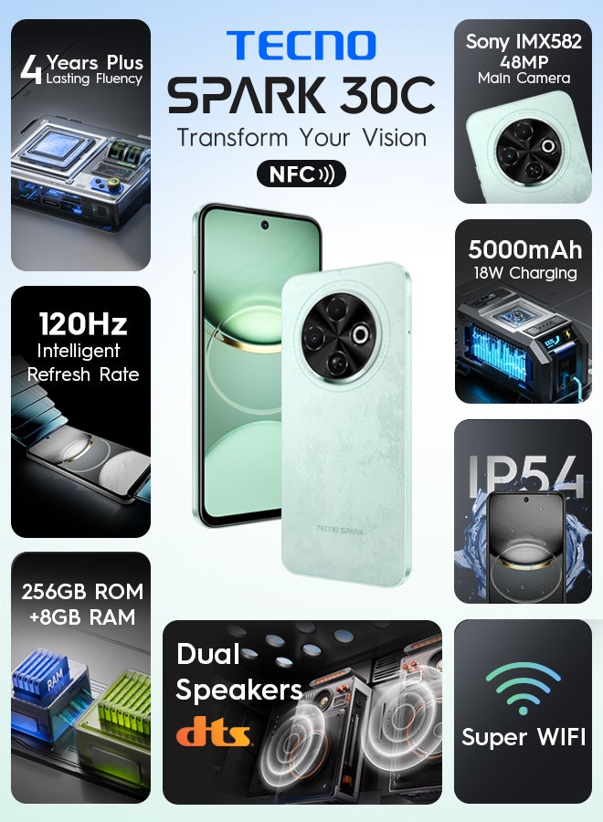 TECNO Spark 30C Dual SIM Magic Green 8GB 256GB 4G- International Version - Image 2