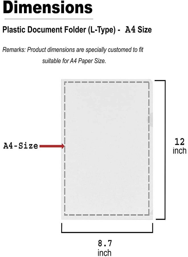 GreatDio® L-Type Transparent A4 Size Document Sleeve Project Document Holder Plastic Folder for Document Paper Certificate - 50 Pcs - Image 3