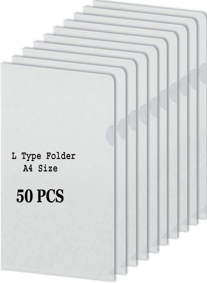 GreatDio® L-Type Transparent A4 Size Document Sleeve Project Document Holder Plastic Folder for Document Paper Certificate - 50 Pcs - Image 1