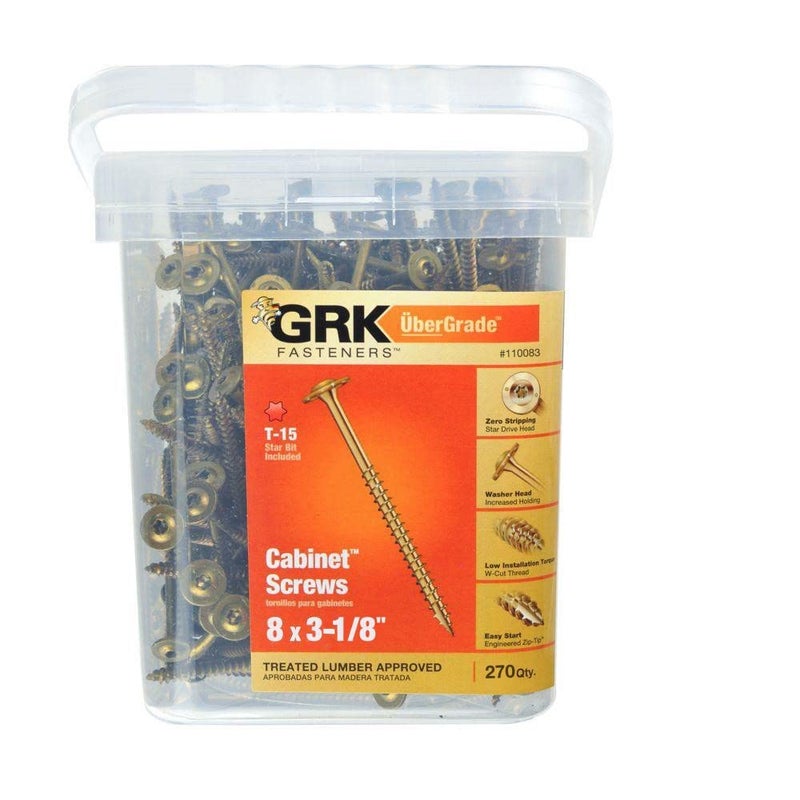 GRK 110083#8 x 3-1/8" Low Profile Cabinet™ Screws 270 Count - Image 1