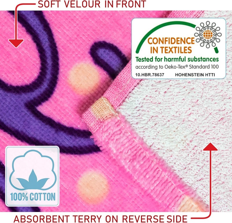 Softerry Love Unicorn and Stars Velour Beach Towel for Kids 28in x 51in 100 Cotton Pink - Image 3