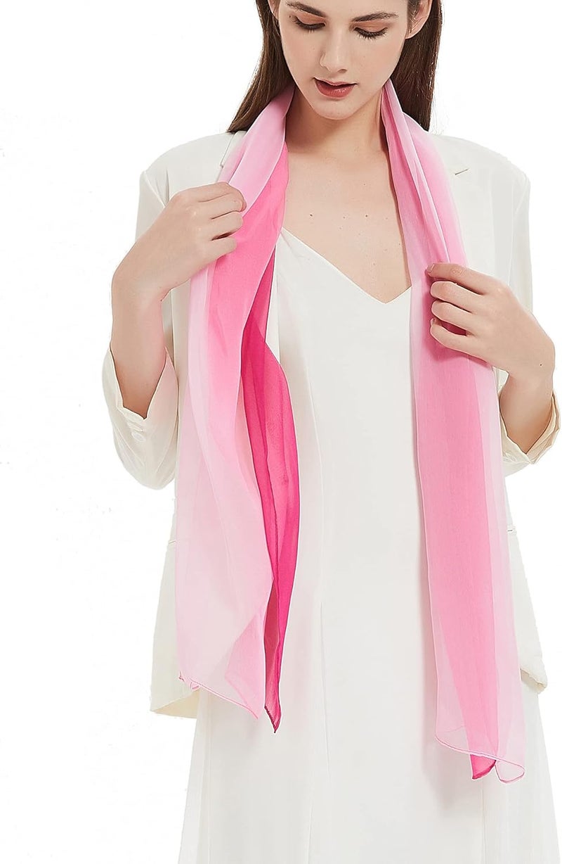 PANTONIGHT Long Chiffon Sheer Scarf Gradient Shaded Colors Lightweight Scarf For Womens - Image 1