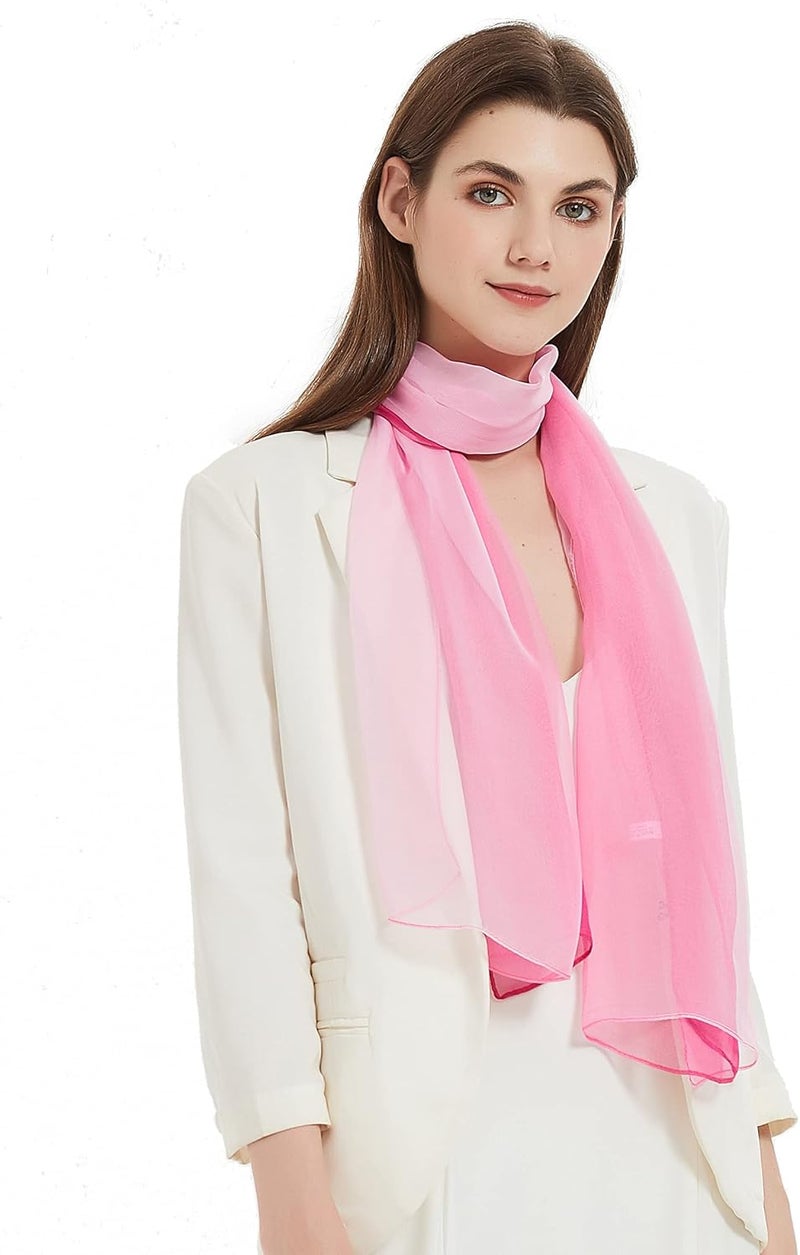 PANTONIGHT Long Chiffon Sheer Scarf Gradient Shaded Colors Lightweight Scarf For Womens - Image 3