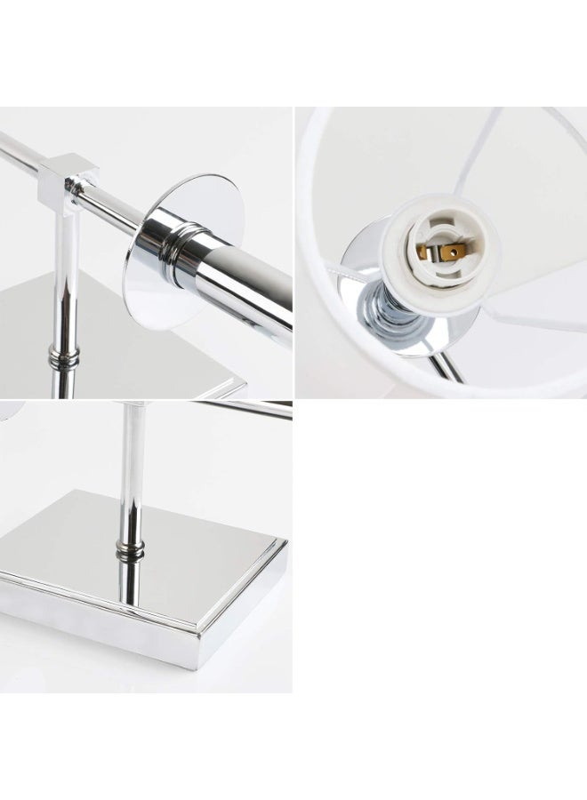 RATSAW 2 Pcs Slim Wall Sconces with Fabric Shade Industrial Wall Lighting Lamps Fixtures Wall Mounted Sconce for Mirror Hallway Kitchen Bedroom Living Room Bathroom Silver - Image 5