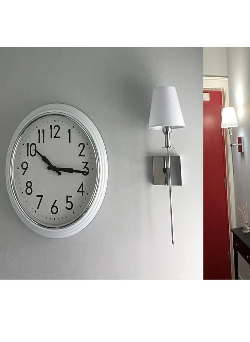 RATSAW - 2 Pcs Slim Wall Sconces with Fabric Shade Industrial Wall Lighting Lamps Fixtures Wall Mounted Sconce for Mirror Hallway Kitchen Bedroom Living Room Bathroom Silver - Image 1