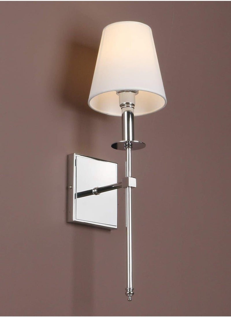 RATSAW - 2 Pcs Slim Wall Sconces with Fabric Shade Industrial Wall Lighting Lamps Fixtures Wall Mounted Sconce for Mirror Hallway Kitchen Bedroom Living Room Bathroom Silver - Image 1