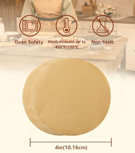 Katbite 200Pcs 4 Inch Parchment Paper Rounds Unbleached Nonstick Precut Parchment Circles for Cheesecake Spring Pans StorageFreezing Hamburger Patties Baking Pizzas - Image 3