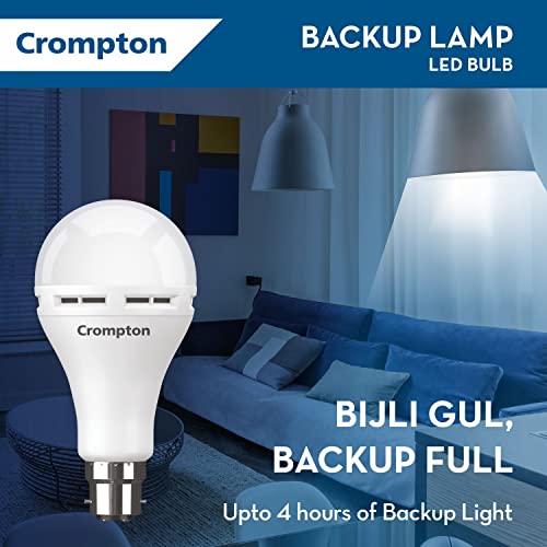 Crompton 12W Emergency LED Bulb Cool Day Light | Pack of 2 | Backup Lamp, Inverter Bulb for home | Rechargeable, 4 Hour Battery Back Up | B22 Base, Durable Design with Surge Protection - Image 4