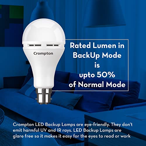 Crompton 12W Emergency LED Bulb Cool Day Light | Pack of 2 | Backup Lamp, Inverter Bulb for home | Rechargeable, 4 Hour Battery Back Up | B22 Base, Durable Design with Surge Protection - Image 5
