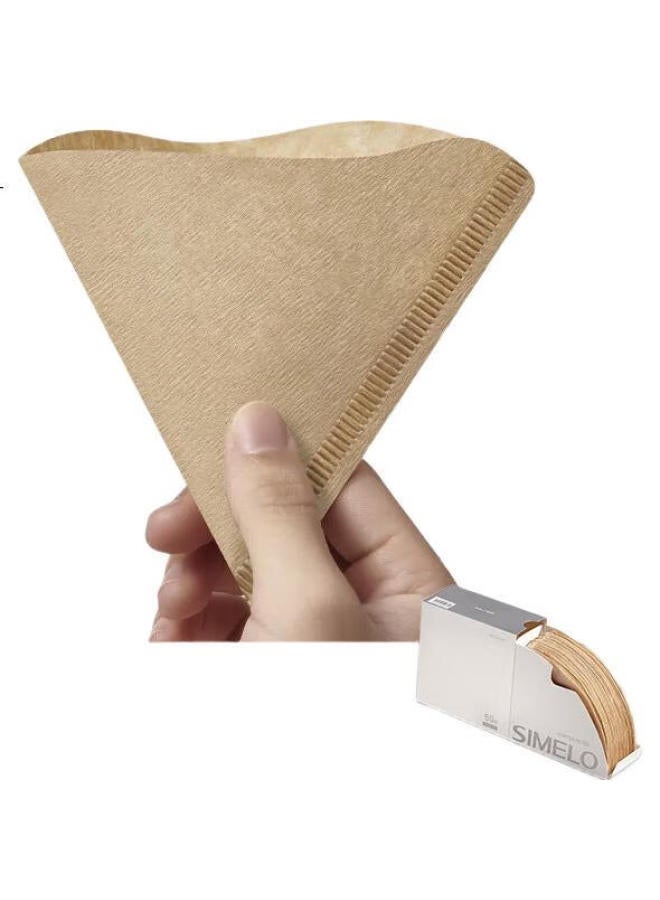 Simelo Coffee Filter Paper V02 For Drip Coffee Maker 50Pcs Natural Wood Color - Image 2