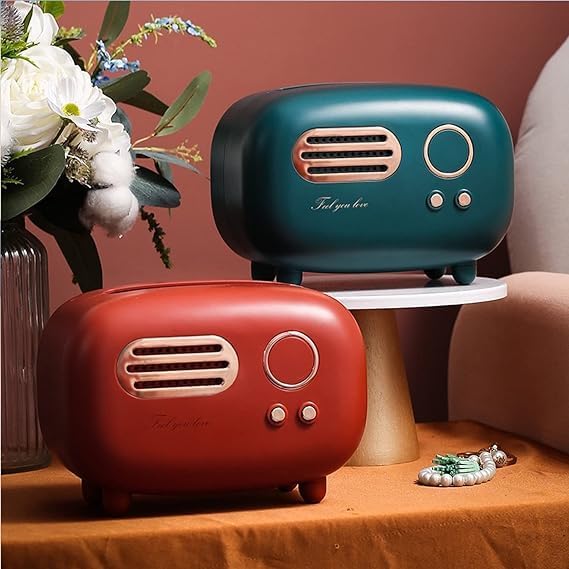 YONIMI Retro Radio Tissue Box Holder Fashional Cute Radio Shaped Versatile Facial Tissue Box Cover Tissue Box Cover for Bathroom Living Room Bedroom Dresser Night Stand Desk Table (Multicolor) - Image 1