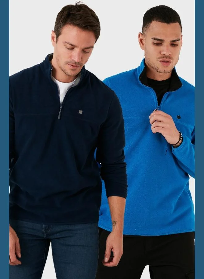 Buratti Slim Fit Anti-Pilling Non-Pilling Bato Collar Raised 2-Pack Polar Men's POLAR 5906001S2