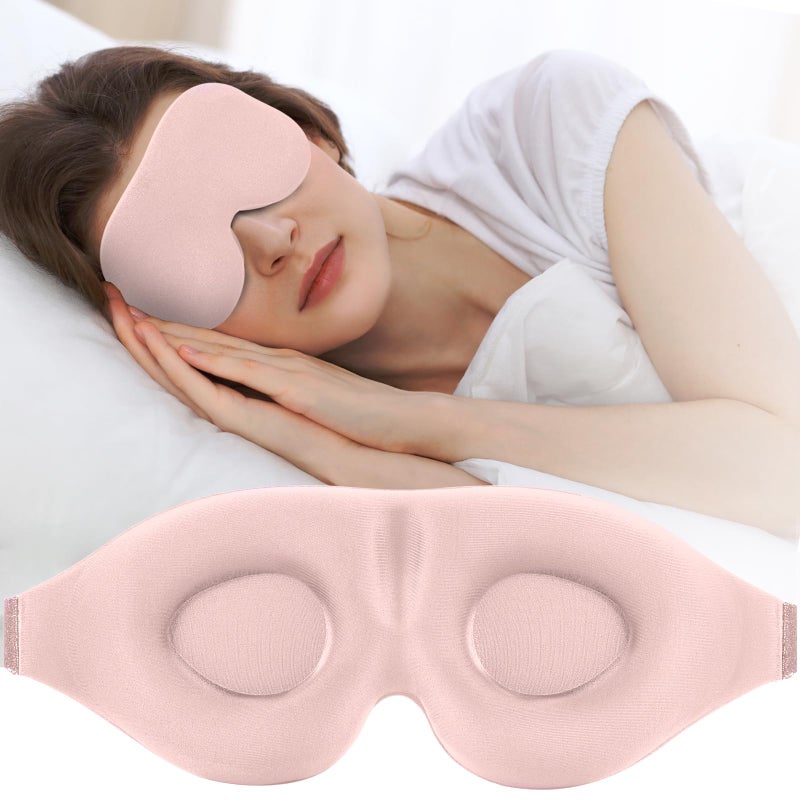 ZGGCD Sleep Mask for Side Sleeper Light Blocking Sleeping Eye Mask for Women Men 3D Contoured Cup Night Blindfold Luxury Eye Cover Eyeshade with Adjustable Strap for Travel Nap Pink