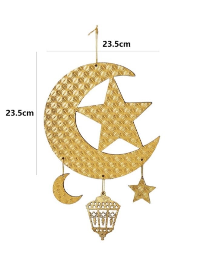 GGEROU Ramadan Decorations, Wooden Pendant Kareem Moon and Star, Hanging Decorations Wall Door Window Ornament - Image 5