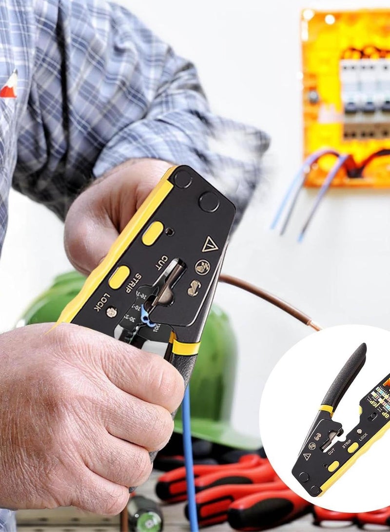 GGOOT Cable Stripper Cutter | Connector Crimping Pliers | Professional Heavy Duty Connector Crimping Pliers Multi-Function Electrical Tools & Hardware for Electricians  - Image 3