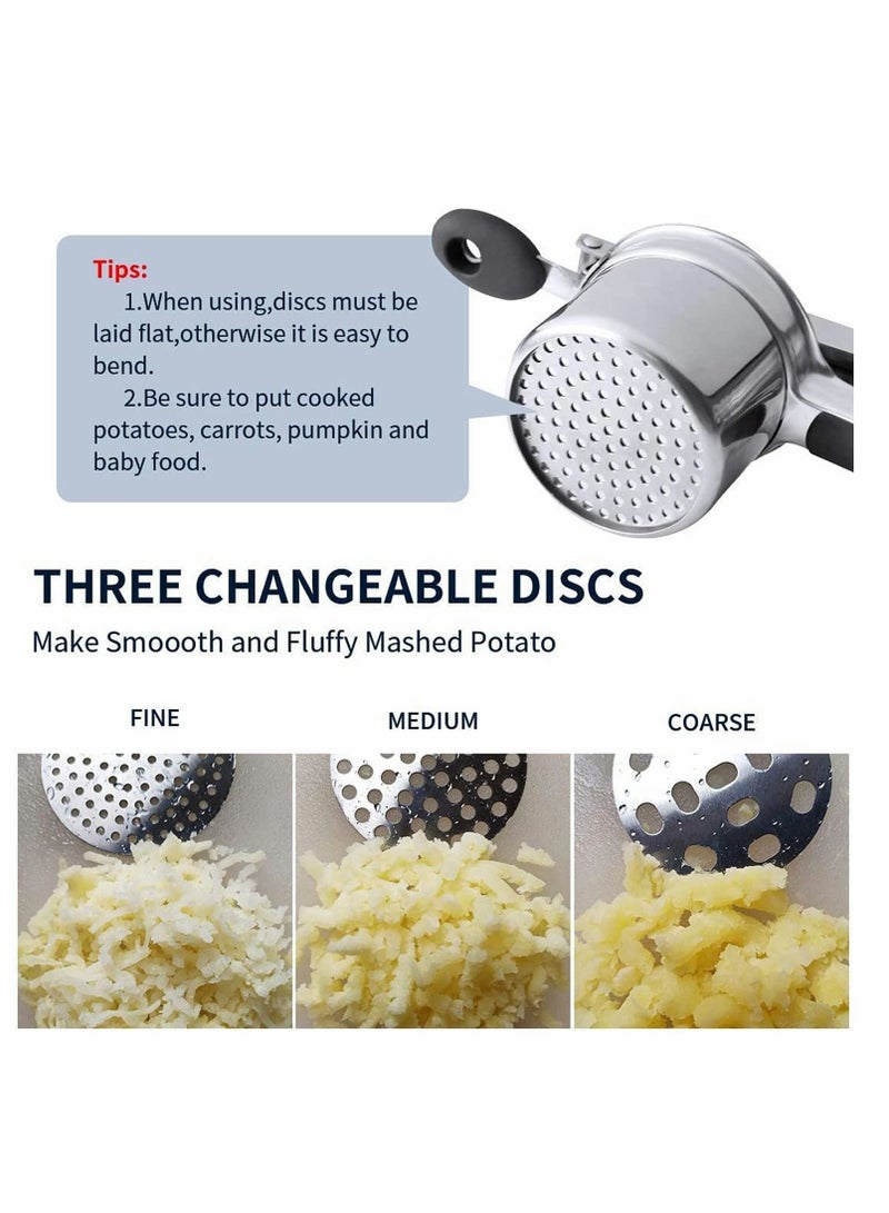 NIBEMINENT Potato Ricer, Ricer for Mashed Potatoes, Stainless Steel with 3 Interchangeable Fineness Discs and Masher Creates Smooth Creamy Potatoes Fruits Vegetables - Image 5