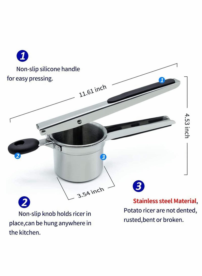 NIBEMINENT Potato Ricer, Ricer for Mashed Potatoes, Stainless Steel with 3 Interchangeable Fineness Discs and Masher Creates Smooth Creamy Potatoes Fruits Vegetables - Image 2