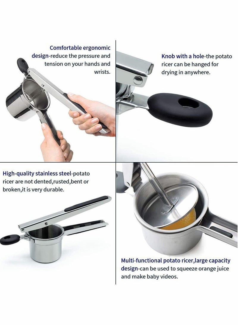 NIBEMINENT Potato Ricer, Ricer for Mashed Potatoes, Stainless Steel with 3 Interchangeable Fineness Discs and Masher Creates Smooth Creamy Potatoes Fruits Vegetables - Image 3