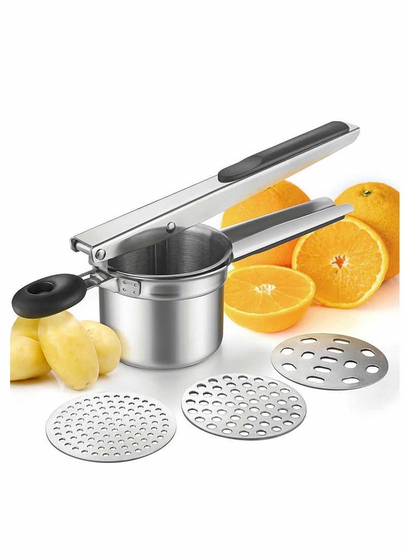 NIBEMINENT Potato Ricer, Ricer for Mashed Potatoes, Stainless Steel with 3 Interchangeable Fineness Discs and Masher Creates Smooth Creamy Potatoes Fruits Vegetables - Image 1