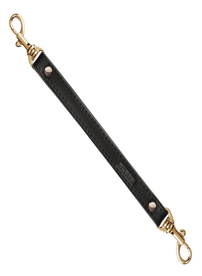 Alban Leather 2-Clip Strap for Wallet, Clutch, Wristlet Purse, Keys, Keychain for Women and Men (Black-Gold, Standard) - Image 1