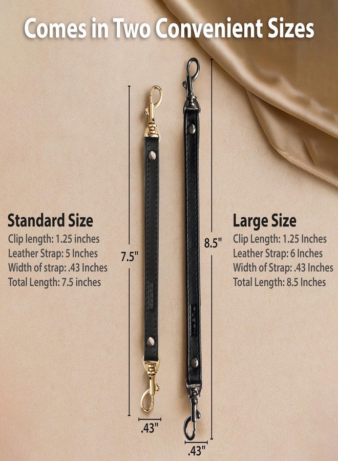 Alban Leather 2-Clip Strap for Wallet, Clutch, Wristlet Purse, Keys, Keychain for Women and Men (Black-Gold, Standard) - Image 3