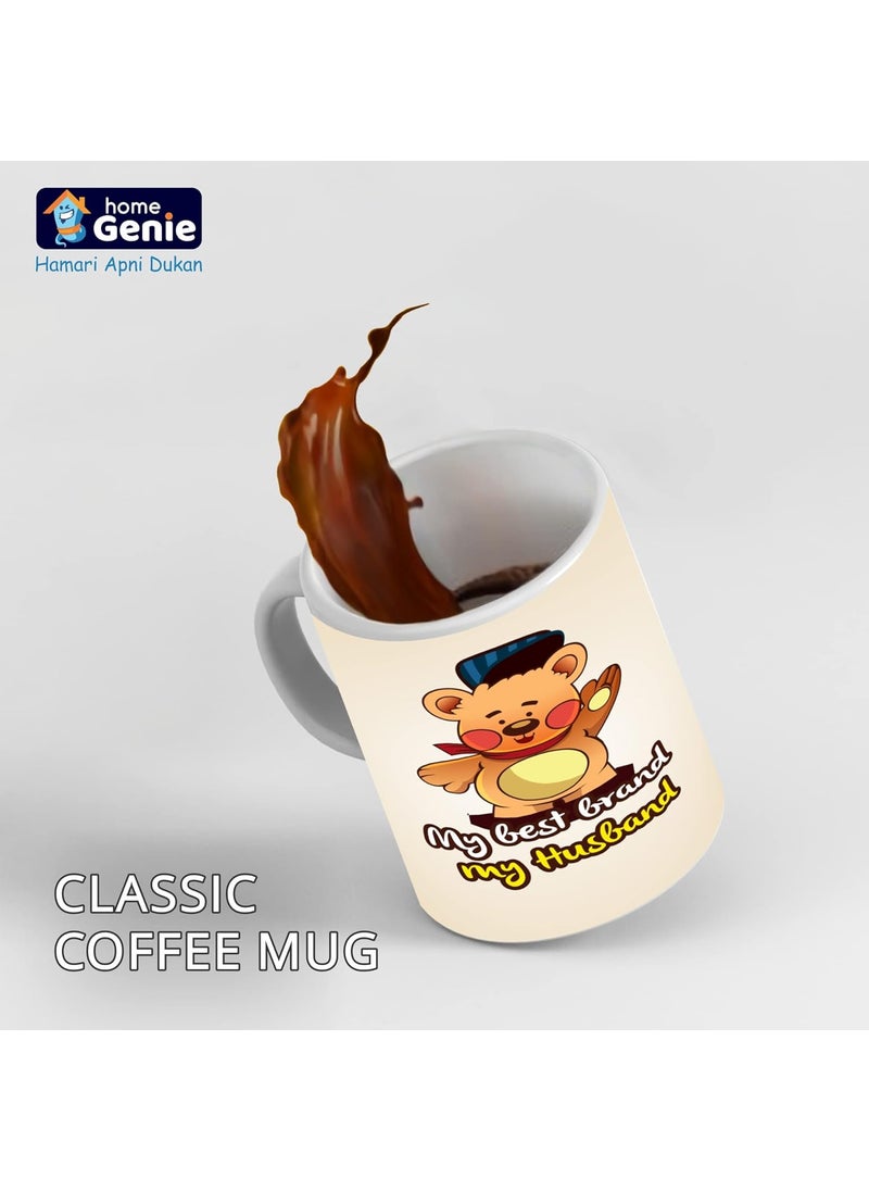HOME GENIE HOME GENIE Ceramic Coffee Mug for Home & Office | Tea, Coffee, Milk | Gift for Husband | Anniversary, Birthday, Valentine - My Best Brand My Husband (with Best Wishes Tag)  - Image 3