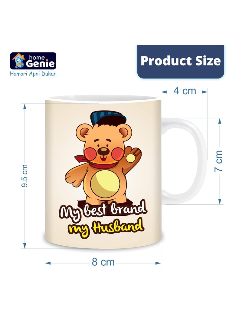 HOME GENIE HOME GENIE Ceramic Coffee Mug for Home & Office | Tea, Coffee, Milk | Gift for Husband | Anniversary, Birthday, Valentine - My Best Brand My Husband (with Best Wishes Tag)  - Image 2