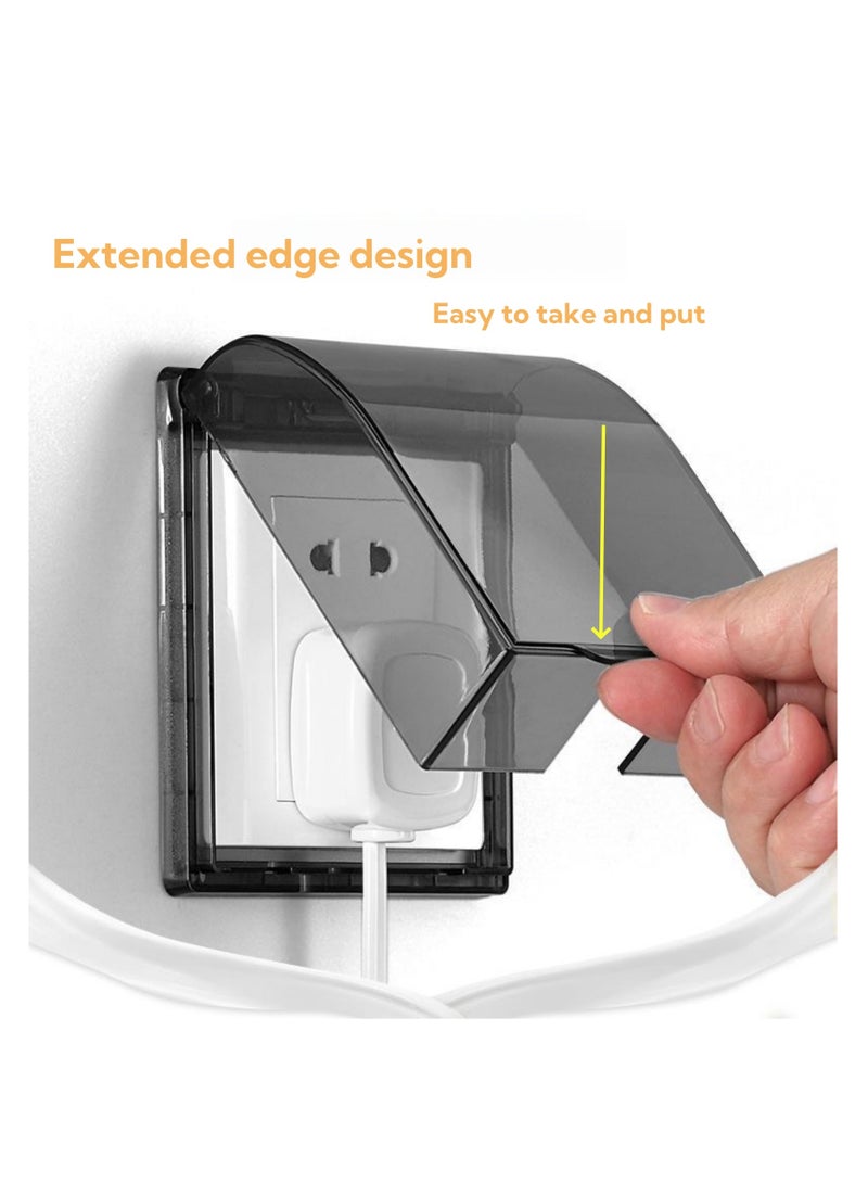 نوفولان صندوق غطاء بلاستيكي مقاوم للماء لمفاتيح الحائط، عبوة من 4 أغطية ذاتية اللصق مقاومة للماء لـ 86 نوعًا من أغطية المفاتيح الشفافة السوداء، لحماية مقابس الحمام والمطبخ من تناثر الماء - Image 3