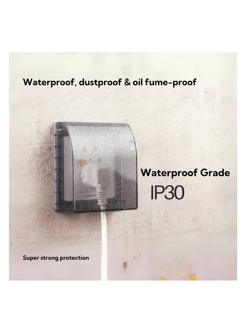 نوفولان صندوق غطاء بلاستيكي مقاوم للماء لمفاتيح الحائط، عبوة من 4 أغطية ذاتية اللصق مقاومة للماء لـ 86 نوعًا من أغطية المفاتيح الشفافة السوداء، لحماية مقابس الحمام والمطبخ من تناثر الماء - Image 2