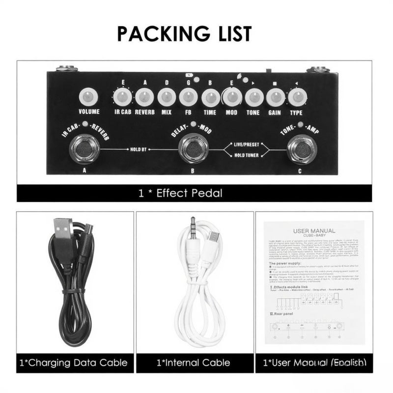 CUVAVE Guitar Multieffects Pedal: Black Compact & Portable - Preset 3 Sets Of Original Tone Combined Effect Pedal For Electric Guitar Players Home Recording - Image 3