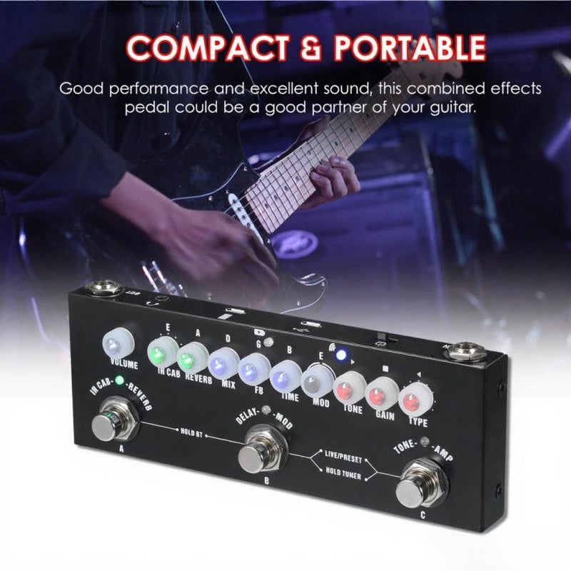 CUVAVE Guitar Multieffects Pedal: Black Compact & Portable - Preset 3 Sets Of Original Tone Combined Effect Pedal For Electric Guitar Players Home Recording - Image 5