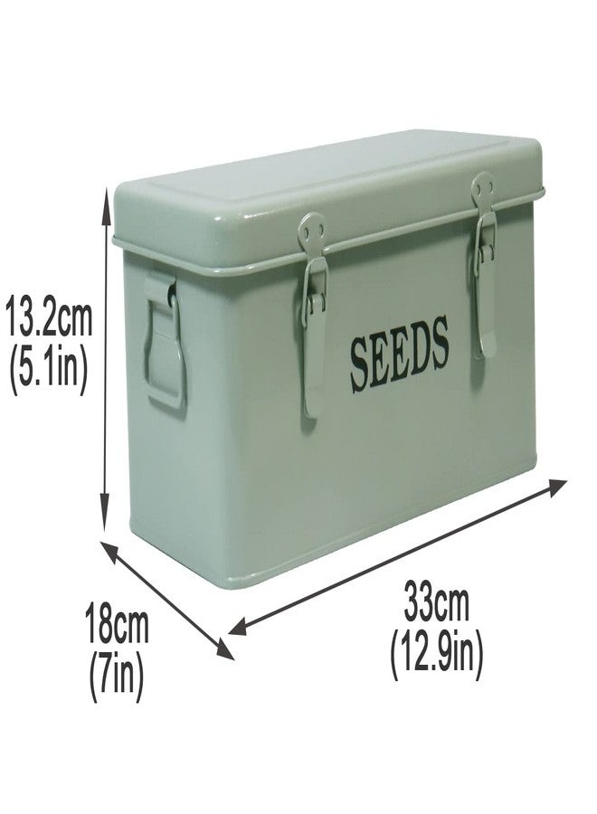 Xbopetda Seed Saving Box, Metal Seed Bin, Seed Storage Organizer Box, Seed Packet Container with Lid, Seed Envelope Storage Box, 4 Compartments Garden Seed Bin with Safety Locks-Grayish Green - Image 3