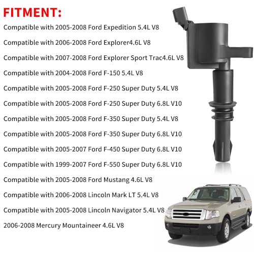 CNPAPC Set of 8 FD508 Ignition Coil Pack and SP515 Platinum Spark Plug Compatible with 2005-2008 Ford Expedition Explorer Mustang Mark LT Navigator Mountaineer F-150 F-250 F-350 F-450 F-550 5.4L 4.6L DG511 - Image 3