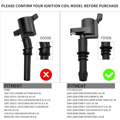 CNPAPC Set of 8 FD508 Ignition Coil Pack and SP515 Platinum Spark Plug Compatible with 2005-2008 Ford Expedition Explorer Mustang Mark LT Navigator Mountaineer F-150 F-250 F-350 F-450 F-550 5.4L 4.6L DG511 - Image 4