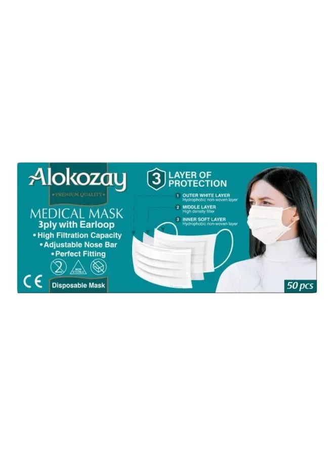 Alokozay Disposable Face Mask, White 