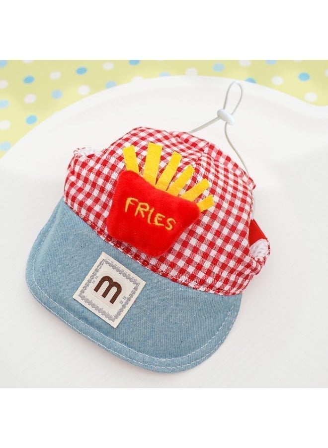 Pet Harness Set with Leash Red Plaid Fries Style Harness Chest Strap and Hat Stylish Pet Outfit for Cats and Dogs Comfortable Home and Outdoor Wear Size L - Image 3