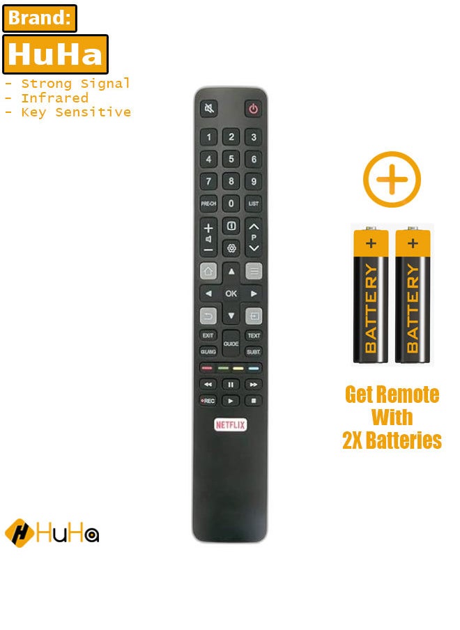 HuHa جهاز تحكم عن بعد GRC802N RC802N YAI2 مناسب لتلفزيون تي سي إل L50E3800FS LED55P6500US 55S6500FS 49S6500FS 43S6500FS 40S6500FS 32S6500S 50E18US 55E18US 40ES568 49C2US 55C2US 65C2US 75C2US 
