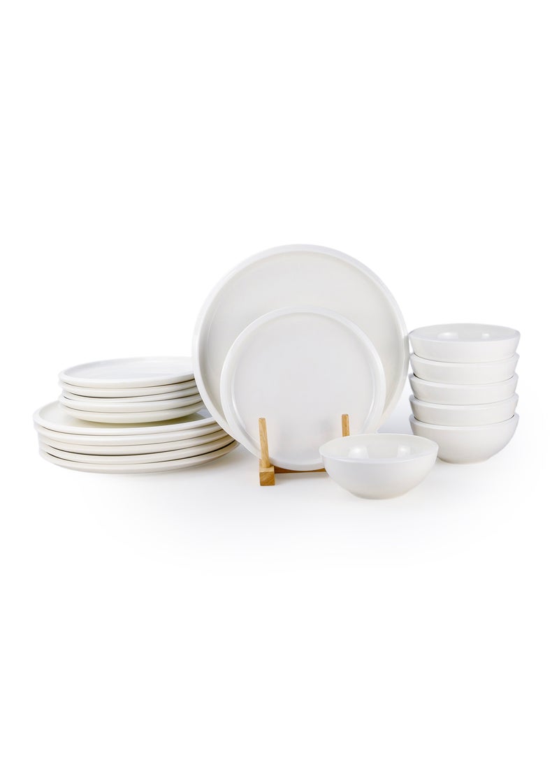 Cuisine Art WREN 18-Pc Bone China Dinnerware Set - White | Premium Dinner Set with Dinner Plates, Dessert Plates & Bowls for Everyday Dining, Family Meals, Perfect for 6 People for Ramdan, EID,Christamas - Image 1