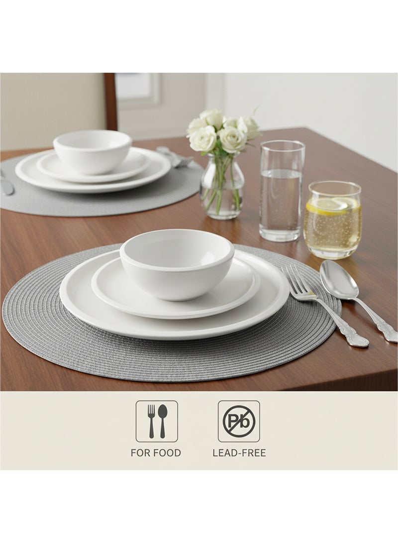 Cuisine Art WREN 18-Pc Bone China Dinnerware Set - White | Premium Dinner Set with Dinner Plates, Dessert Plates & Bowls for Everyday Dining, Family Meals, Perfect for 6 People for Ramdan, EID,Christamas - Image 2