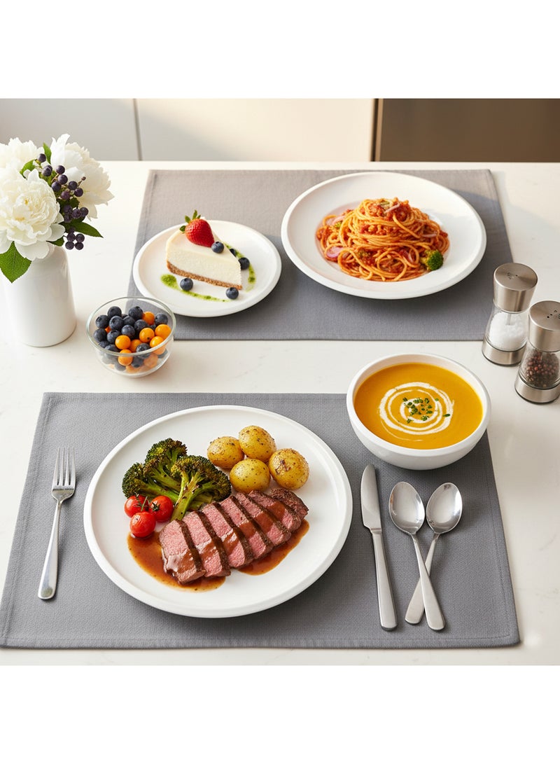 Cuisine Art WREN 18-Pc Bone China Dinnerware Set - White | Premium Dinner Set with Dinner Plates, Dessert Plates & Bowls for Everyday Dining, Family Meals, Perfect for 6 People for Ramdan, EID,Christamas - Image 4