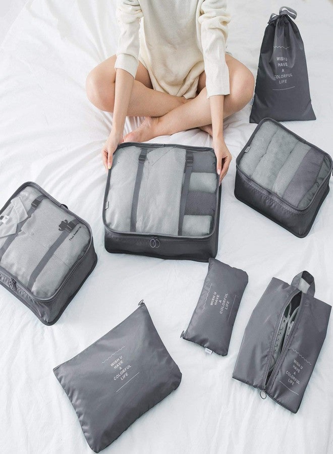 GAMAHA Travel Organizer 7 in 1 Travel Laundry Cosmetics Luggage Packing Organizers Set Makeup Bags Organizer Packing Cubes with Shoe Bag for Travel, Nylon (Gray) - Image 5